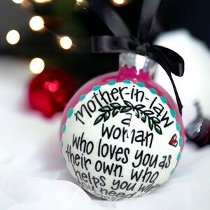 Heartfelt Mother-in-Law Christmas Ornament, Personalized & Hand-Painted Keepsake